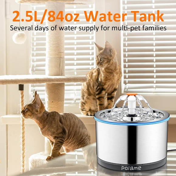 POLAME Pet Flower Water Fountain Stainless Steel - Picture 8 of 12